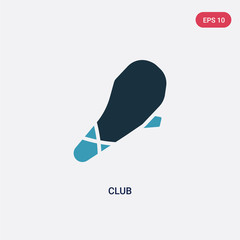 two color club vector icon from stone age concept. isolated blue club vector sign symbol can be use for web, mobile and logo. eps 10