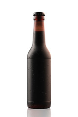 Wet 12 oz brown beer bottle Longneck. Isolated 3D render on a white.