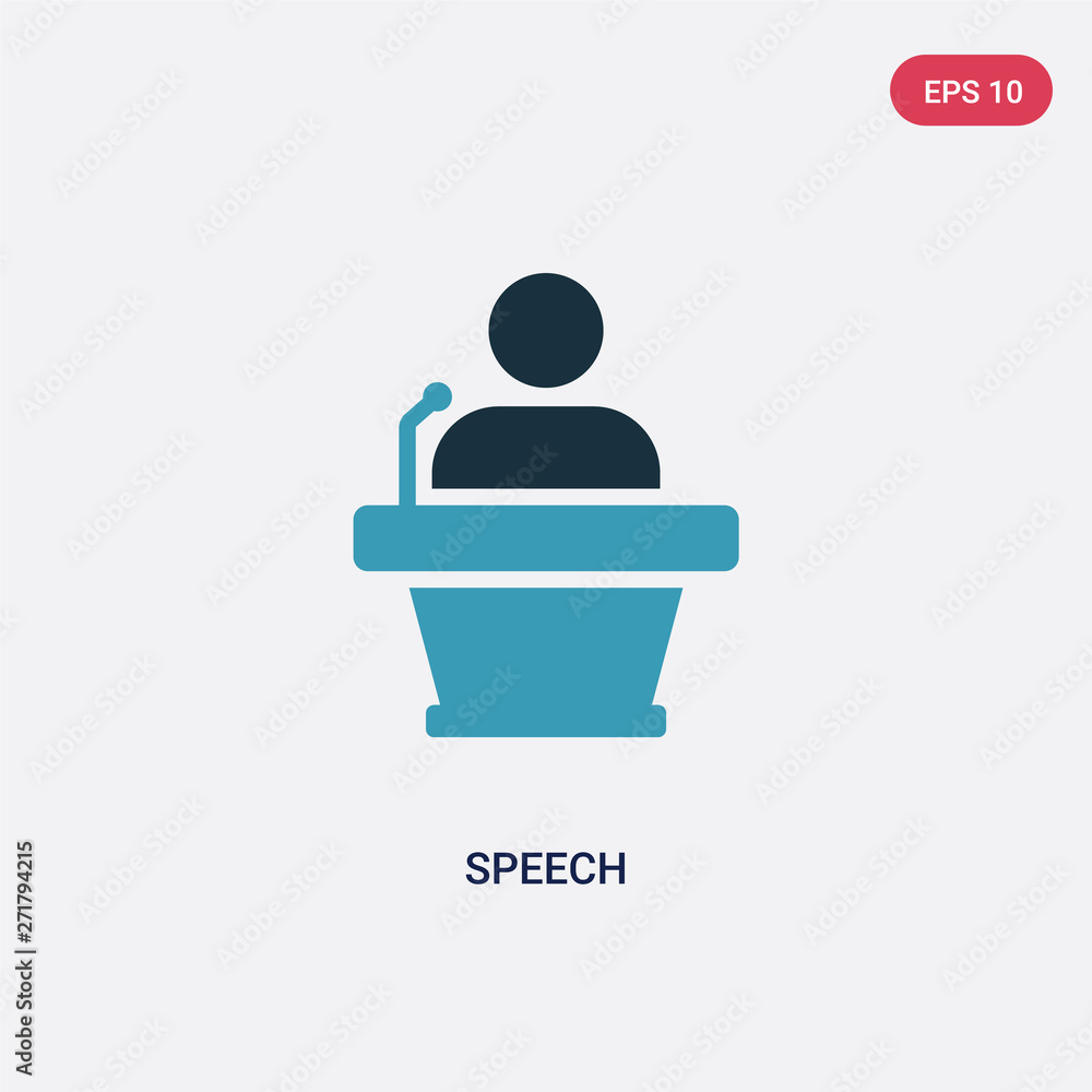Poster two color speech vector icon from strategy concept. isolated blue speech vector sign symbol can be u