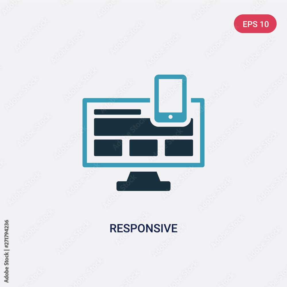 Poster two color responsive vector icon from strategy concept. isolated blue responsive vector sign symbol 