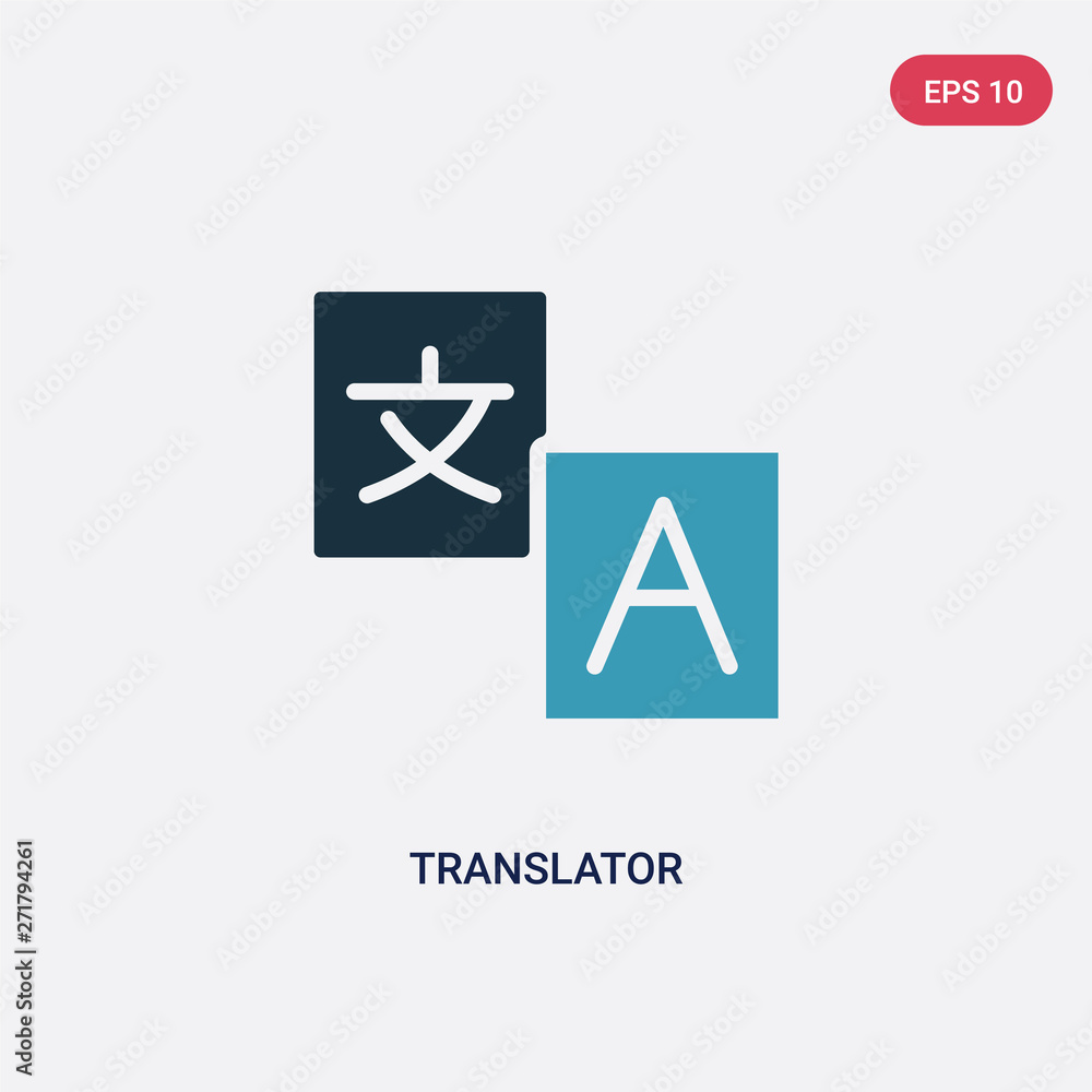 Poster two color translator vector icon from strategy concept. isolated blue translator vector sign symbol 