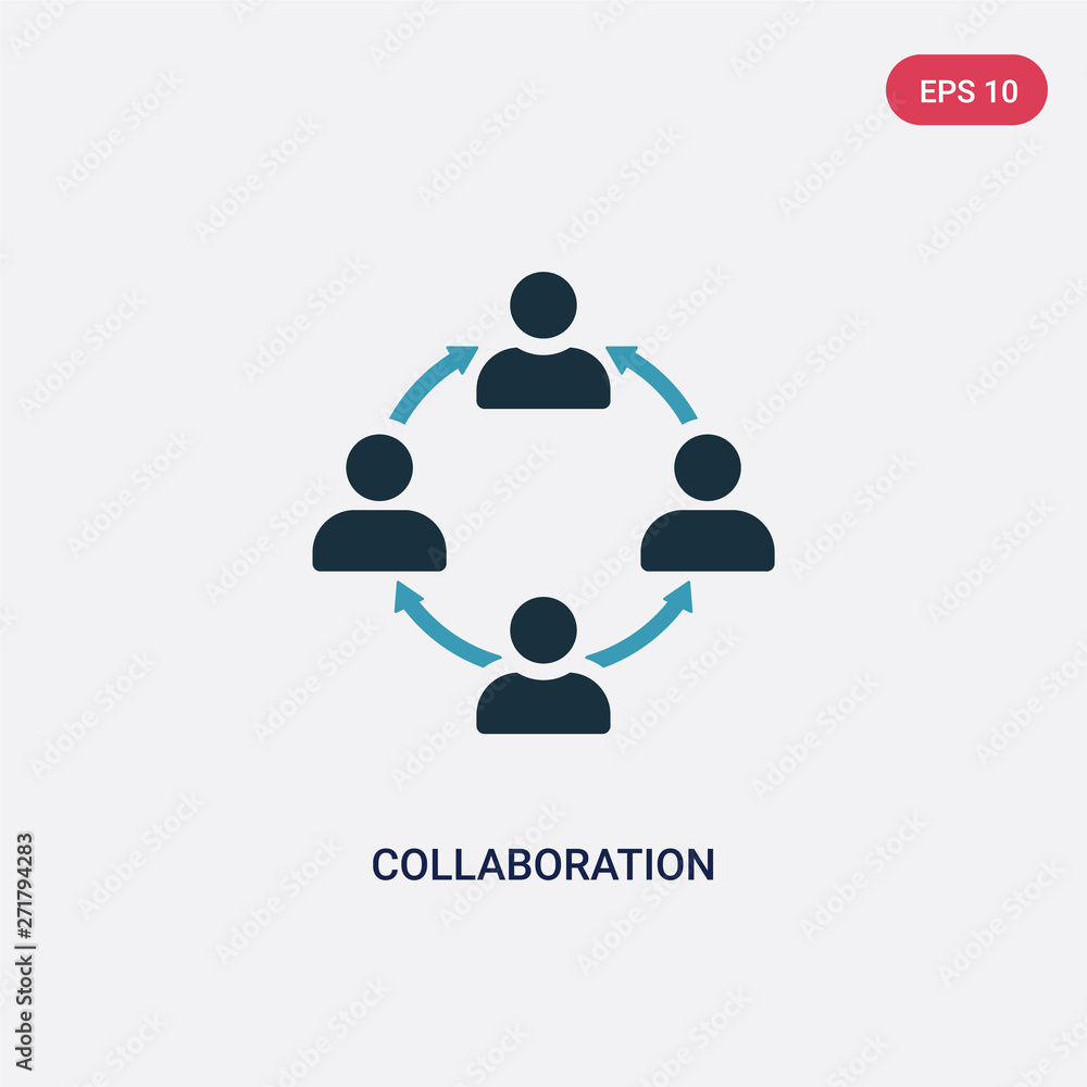 Poster two color collaboration vector icon from strategy concept. isolated blue collaboration vector sign s