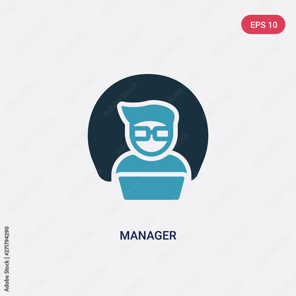 Poster two color manager vector icon from strategy concept. isolated blue manager vector sign symbol can be