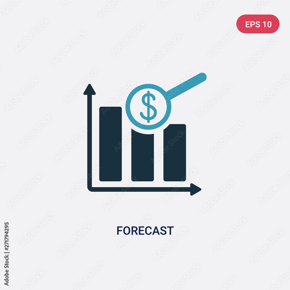 Poster two color forecast vector icon from strategy concept. isolated blue forecast vector sign symbol can 