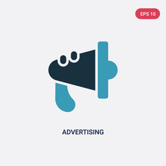 two color advertising vector icon from strategy concept. isolated blue advertising vector sign symbol can be use for web, mobile and logo. eps 10