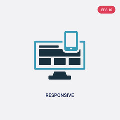 two color responsive vector icon from strategy concept. isolated blue responsive vector sign symbol can be use for web, mobile and logo. eps 10