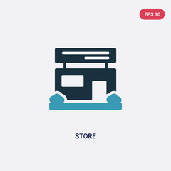 two color store vector icon from strategy concept. isolated blue store vector sign symbol can be use for web, mobile and logo. eps 10