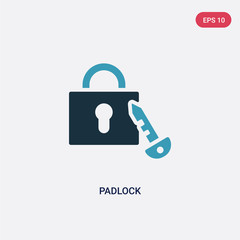 two color padlock vector icon from strategy concept. isolated blue padlock vector sign symbol can be use for web, mobile and logo. eps 10