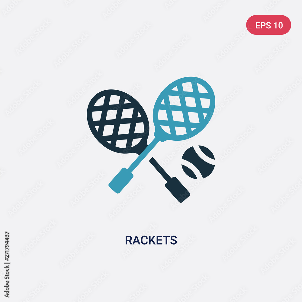 Poster two color rackets vector icon from summer concept. isolated blue rackets vector sign symbol can be u