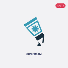 two color sun cream vector icon from summer concept. isolated blue sun cream vector sign symbol can be use for web, mobile and logo. eps 10