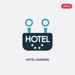 two color hotel hanging vector icon from summer concept. isolated blue hotel hanging vector sign symbol can be use for web, mobile and logo. eps 10