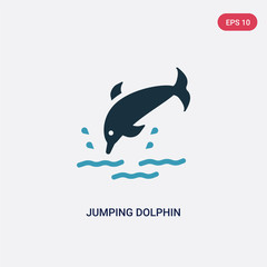 two color jumping dolphin vector icon from summer concept. isolated blue jumping dolphin vector sign symbol can be use for web, mobile and logo. eps 10