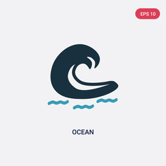 two color ocean vector icon from summer concept. isolated blue ocean vector sign symbol can be use for web, mobile and logo. eps 10