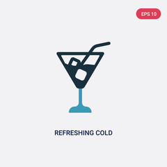 two color refreshing cold drink vector icon from summer concept. isolated blue refreshing cold drink vector sign symbol can be use for web, mobile and logo. eps 10