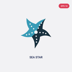 two color sea star vector icon from summer concept. isolated blue sea star vector sign symbol can be use for web, mobile and logo. eps 10