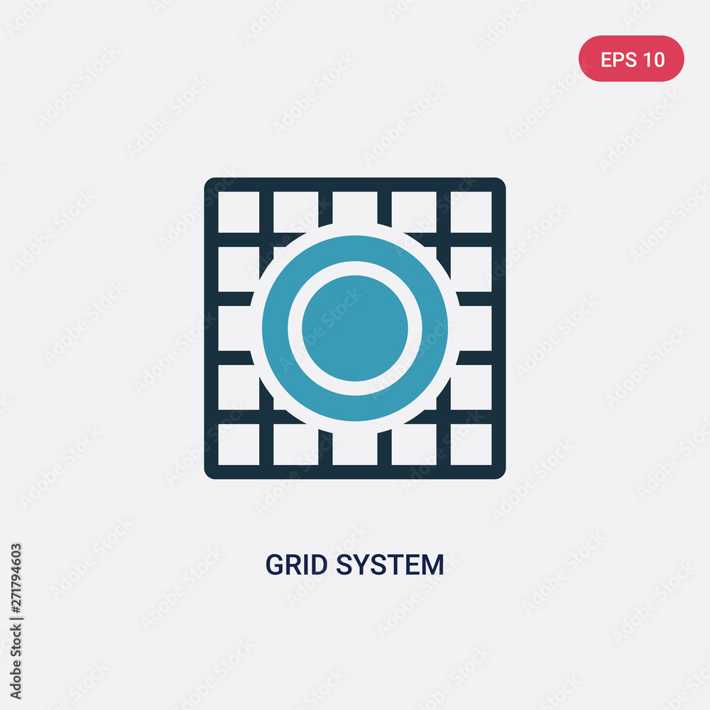 Poster two color grid system vector icon from technology concept. isolated blue grid system vector sign sym