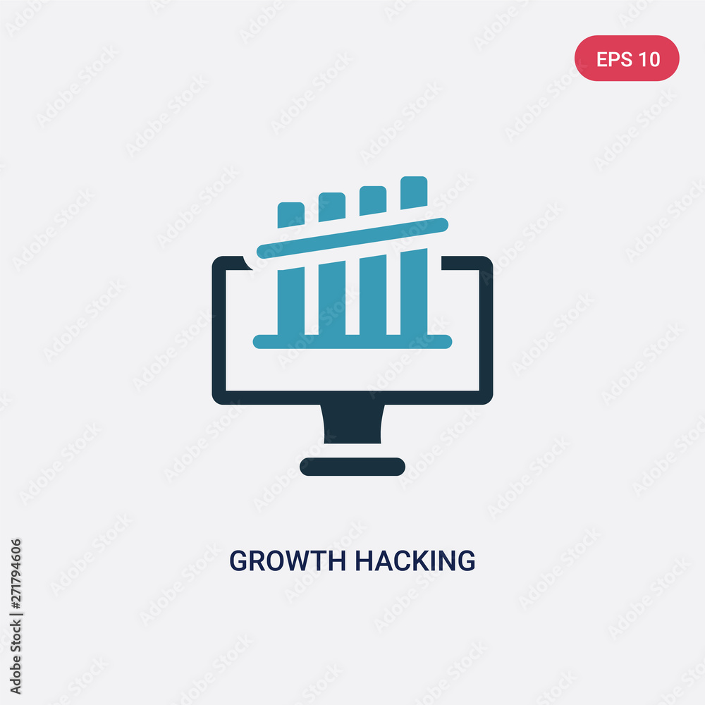 Poster two color growth hacking vector icon from technology concept. isolated blue growth hacking vector si