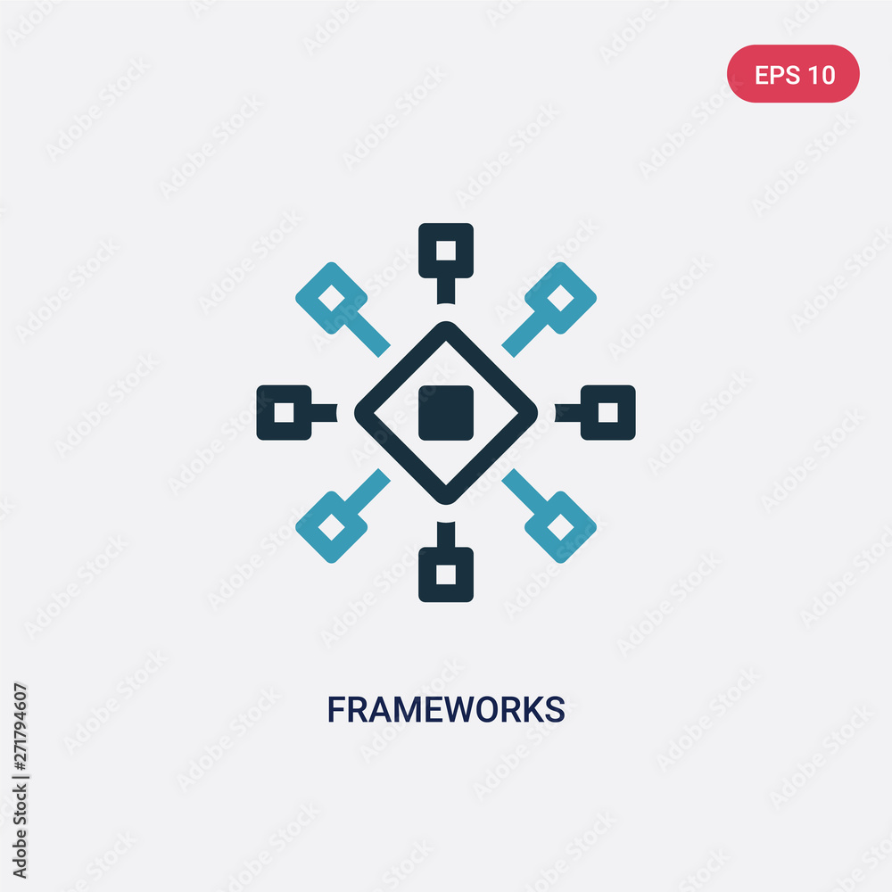 Poster two color frameworks vector icon from technology concept. isolated blue frameworks vector sign symbo