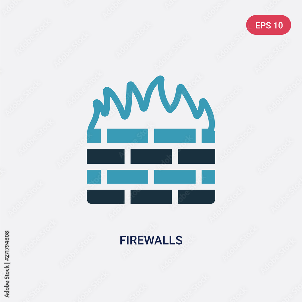 Poster two color firewalls vector icon from technology concept. isolated blue firewalls vector sign symbol 