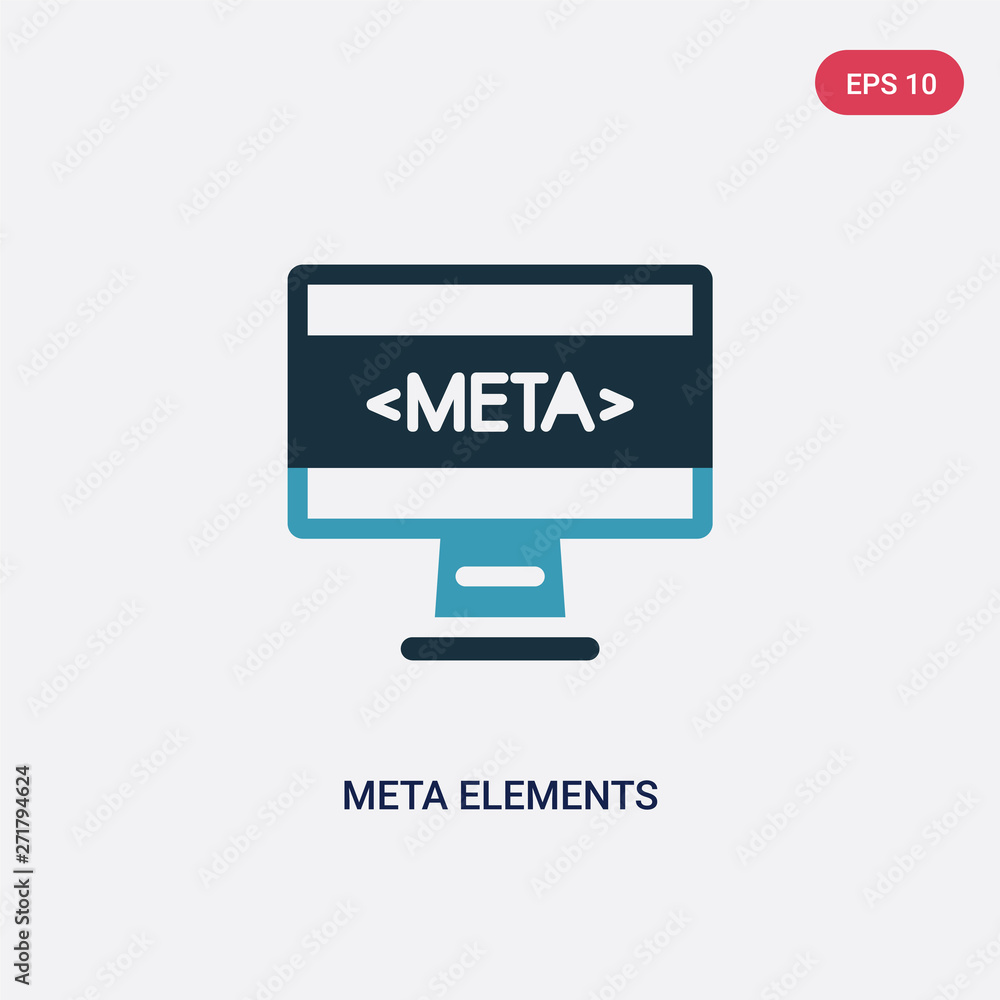 Poster two color meta elements vector icon from technology concept. isolated blue meta elements vector sign