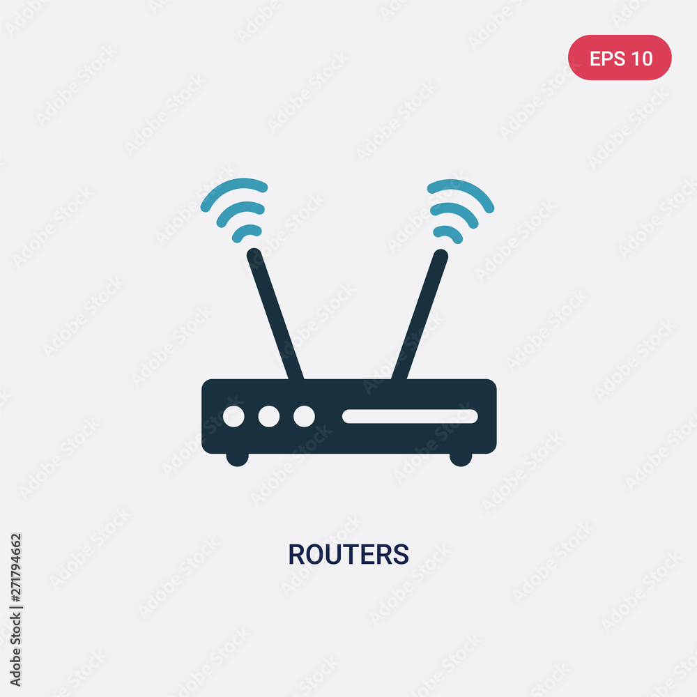 Poster two color routers vector icon from technology concept. isolated blue routers vector sign symbol can 