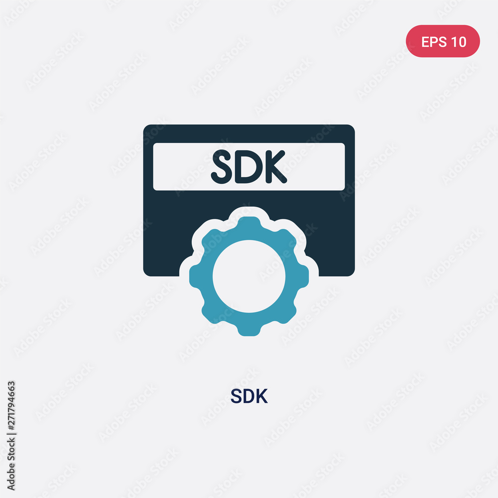 Poster two color sdk vector icon from technology concept. isolated blue sdk vector sign symbol can be use f