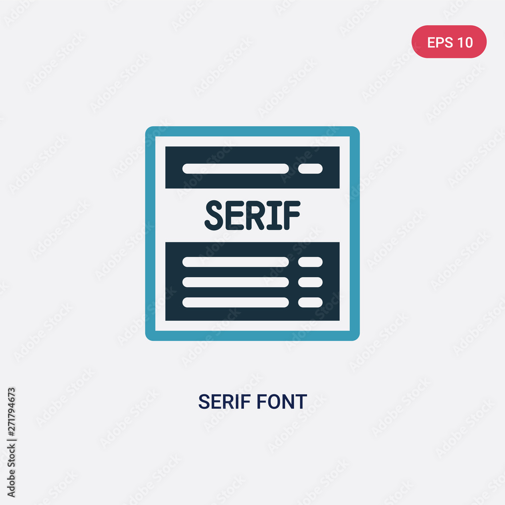 Poster two color serif font vector icon from technology concept. isolated blue serif font vector sign symbo