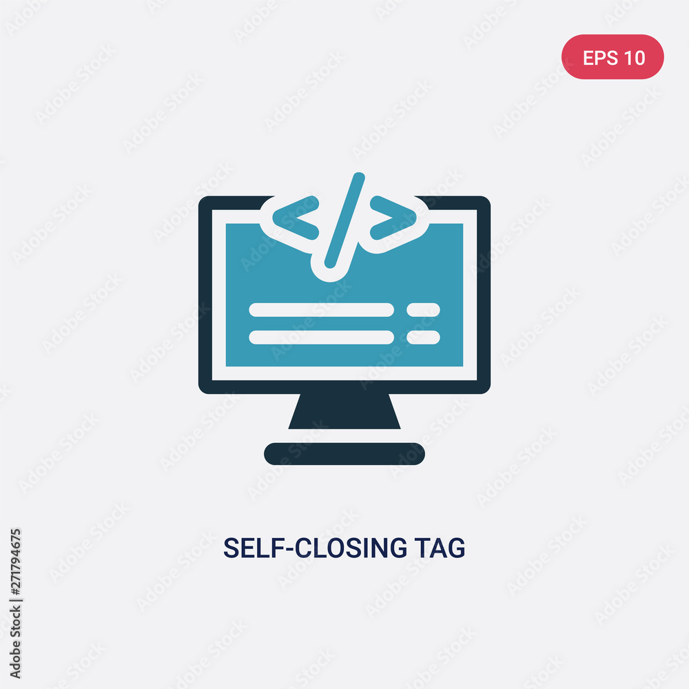 Poster two color self-closing tag vector icon from technology concept. isolated blue self-closing tag vecto