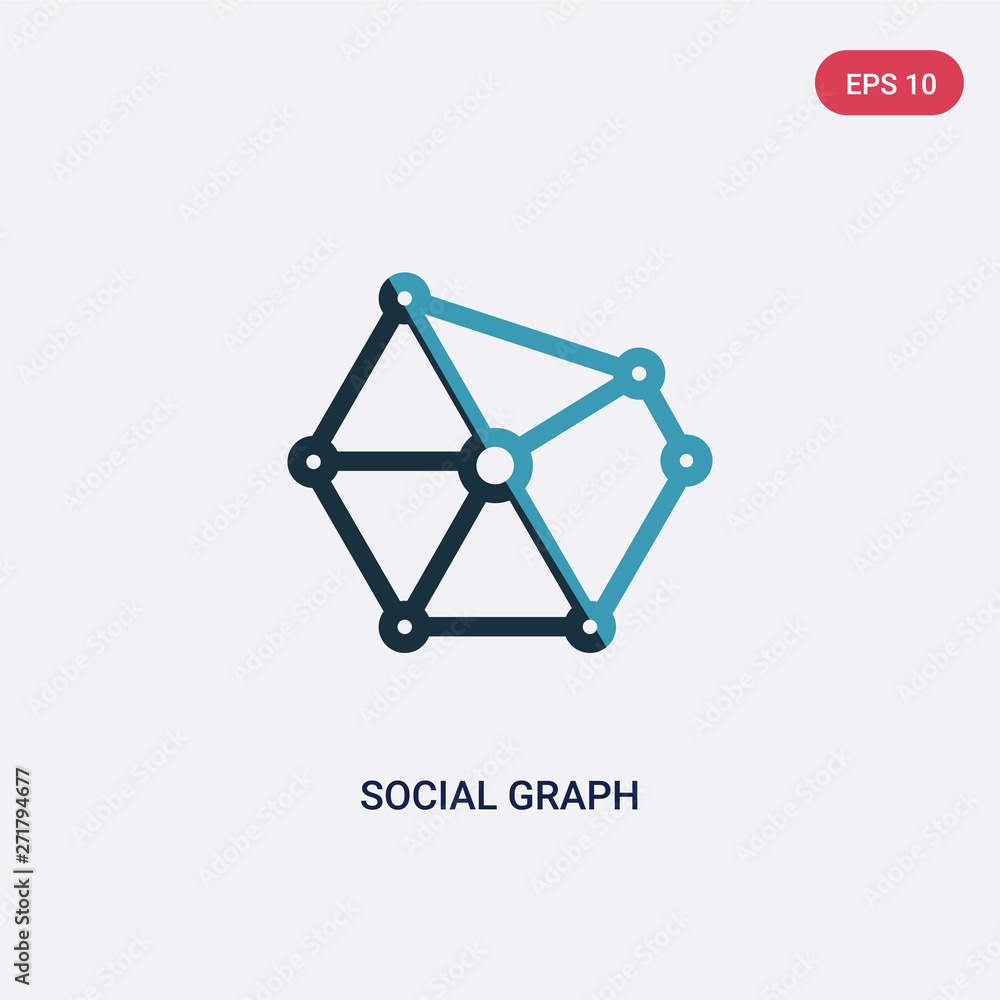 Poster two color social graph vector icon from technology concept. isolated blue social graph vector sign s