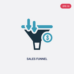 two color sales funnel vector icon from technology concept. isolated blue sales funnel vector sign symbol can be use for web, mobile and logo. eps 10