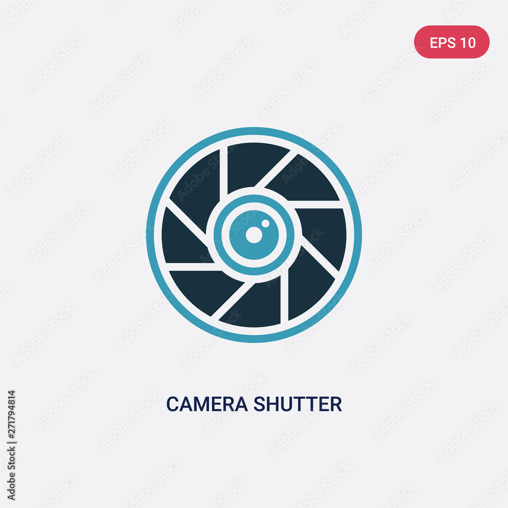 Poster two color camera shutter vector icon from technology concept. isolated blue camera shutter vector si