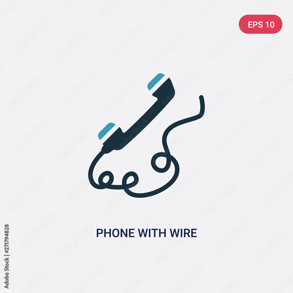 Poster two color phone with wire vector icon from technology concept. isolated blue phone with wire vector 
