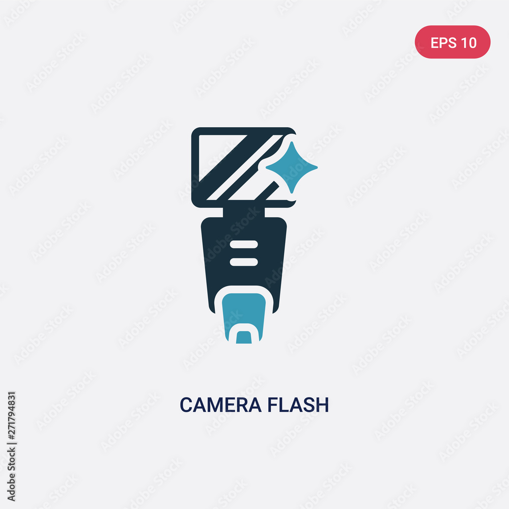 Poster two color camera flash vector icon from technology concept. isolated blue camera flash vector sign s