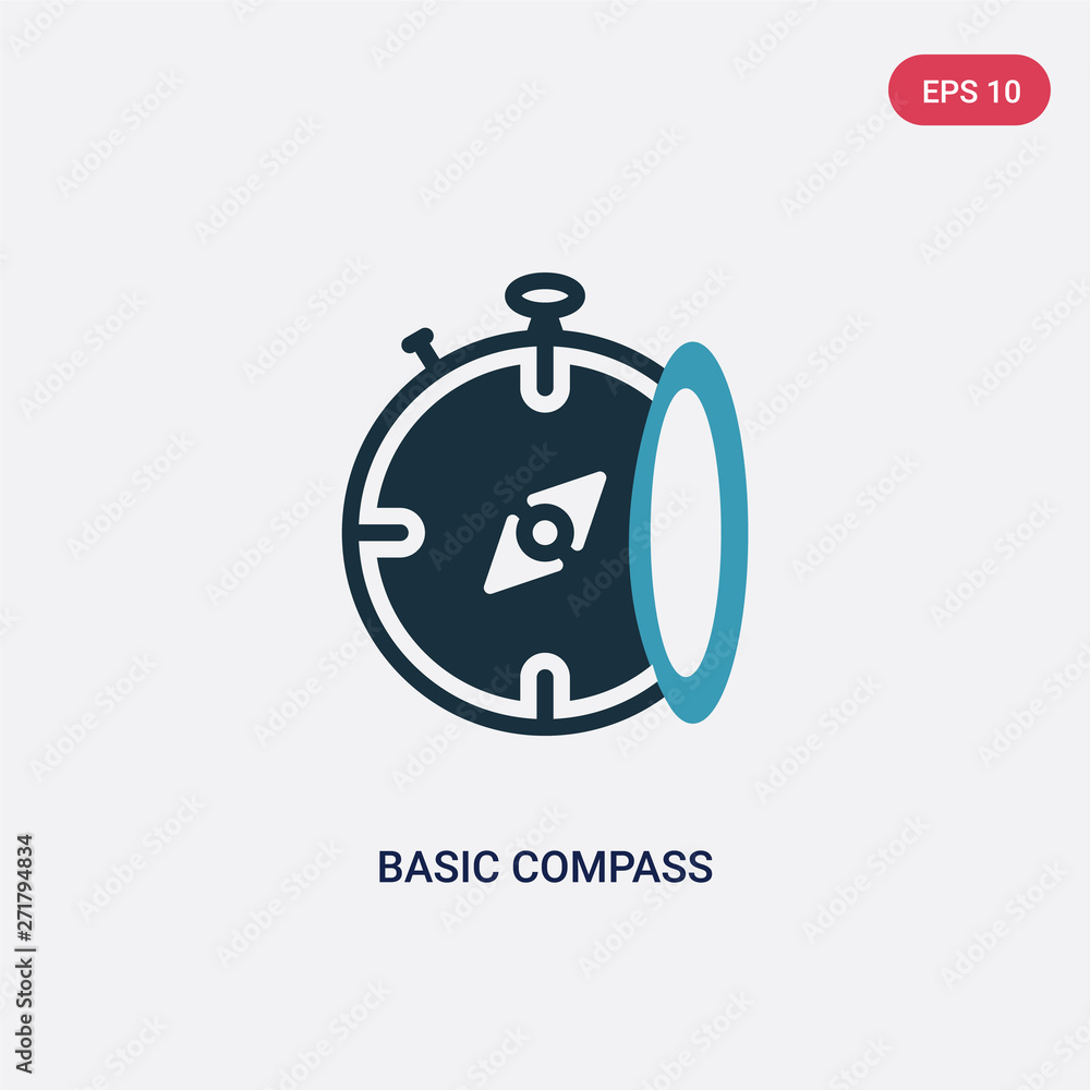 Poster two color basic compass vector icon from technology concept. isolated blue basic compass vector sign