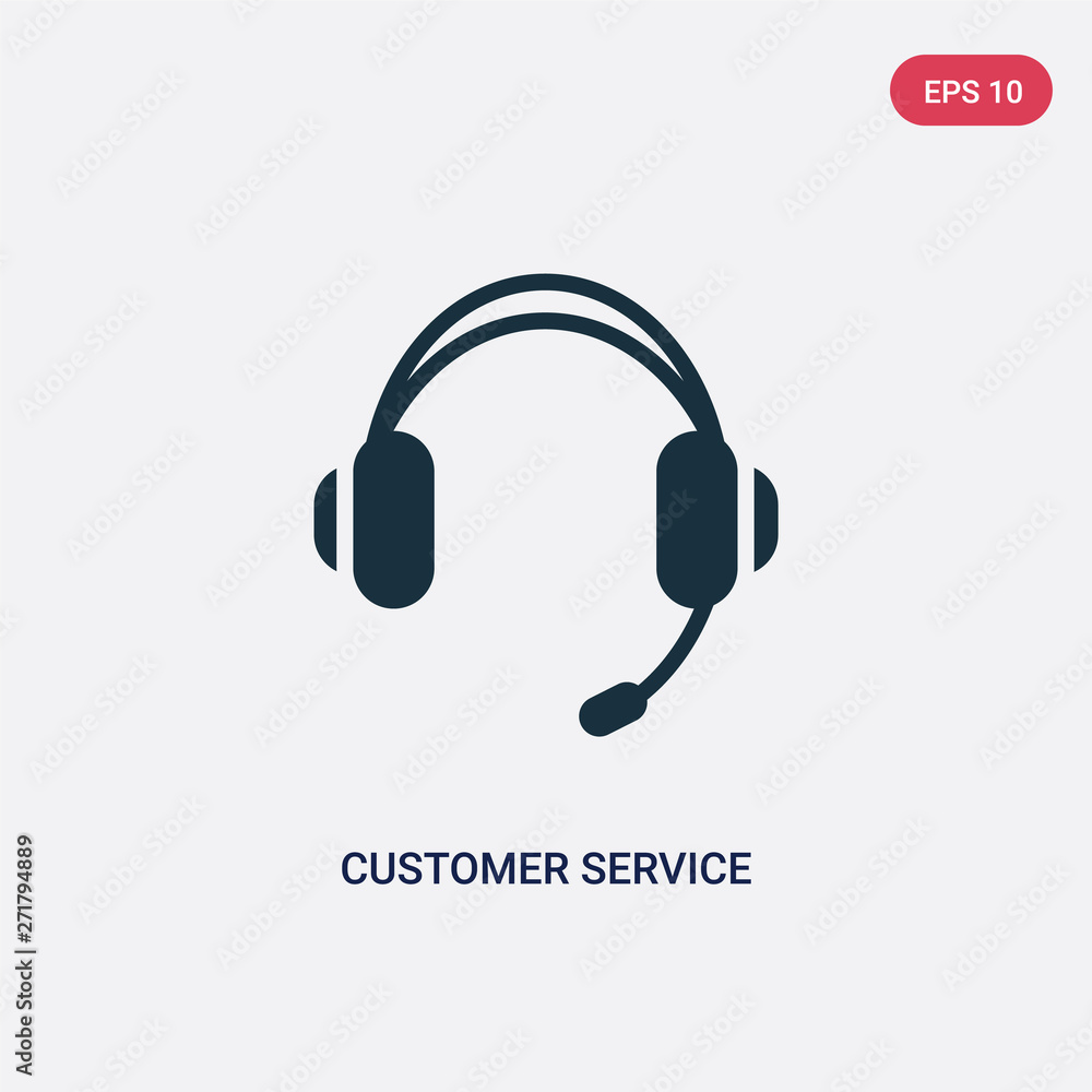 Poster two color customer service headset vector icon from technology concept. isolated blue customer servi
