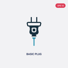 two color basic plug vector icon from technology concept. isolated blue basic plug vector sign symbol can be use for web, mobile and logo. eps 10