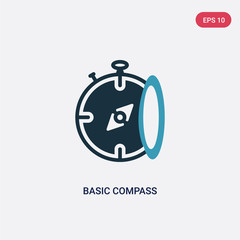 two color basic compass vector icon from technology concept. isolated blue basic compass vector sign symbol can be use for web, mobile and logo. eps 10