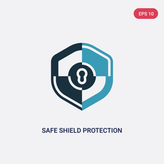 two color safe shield protection vector icon from technology concept. isolated blue safe shield protection vector sign symbol can be use for web, mobile and logo. eps 10