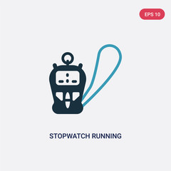 two color stopwatch running vector icon from technology concept. isolated blue stopwatch running vector sign symbol can be use for web, mobile and logo. eps 10
