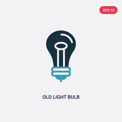 two color old light bulb vector icon from technology concept. isolated blue old light bulb vector sign symbol can be use for web, mobile and logo. eps 10