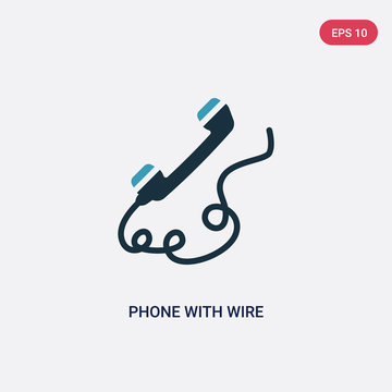 two color phone with wire vector icon from technology concept. isolated blue phone with wire vector sign symbol can be use for web, mobile and logo. eps 10