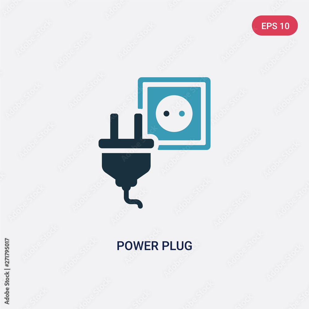 Poster two color power plug vector icon from technology concept. isolated blue power plug vector sign symbo