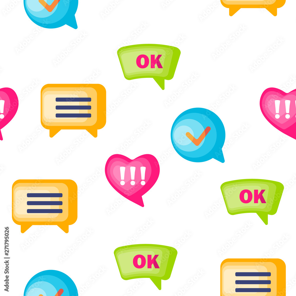 Poster speech bubble icon seamless pattern vector. chat dialog conversation speech bubbles icons. app picto