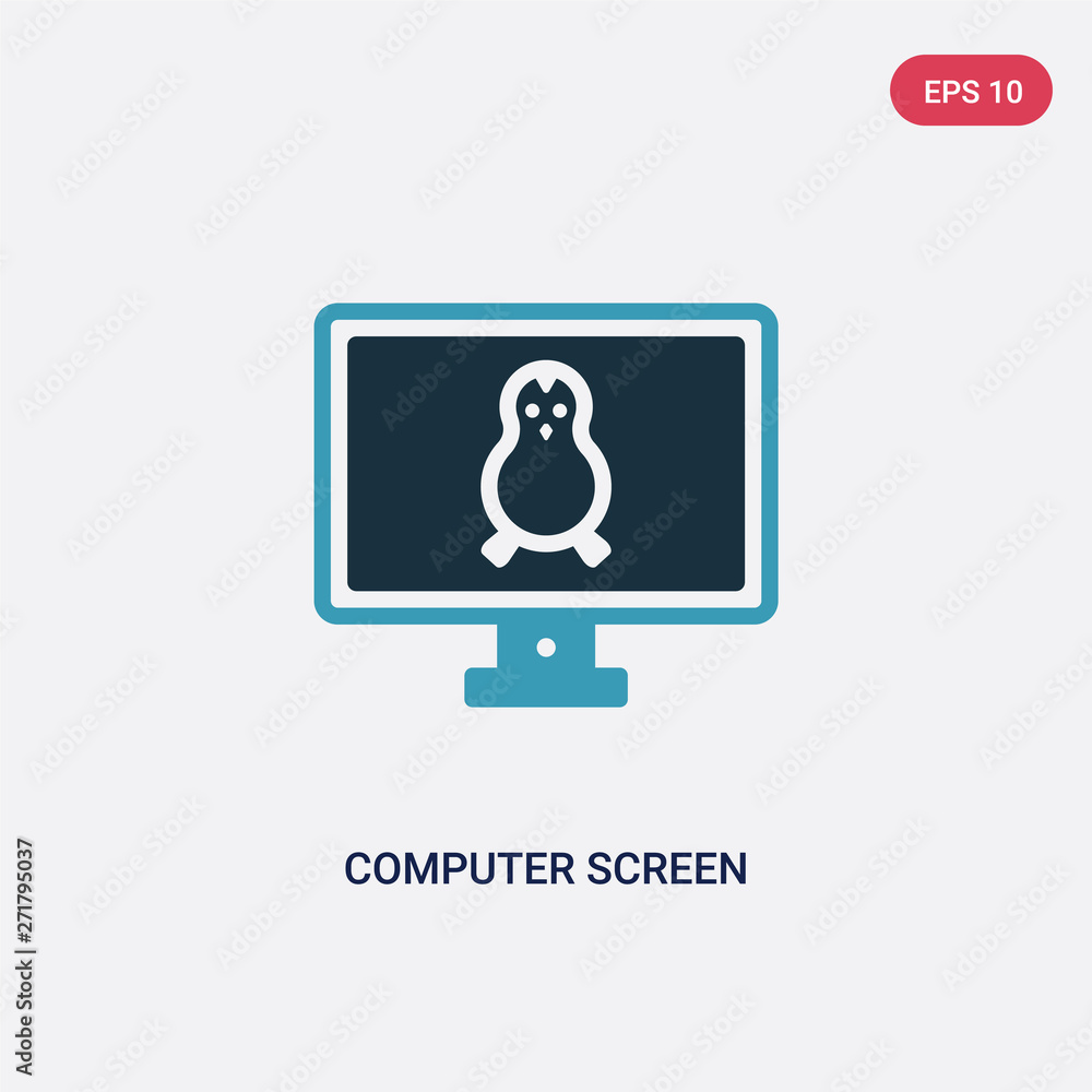 Poster two color computer screen linux vector icon from technology concept. isolated blue computer screen l