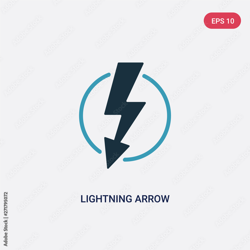 Poster two color lightning arrow vector icon from technology concept. isolated blue lightning arrow vector 