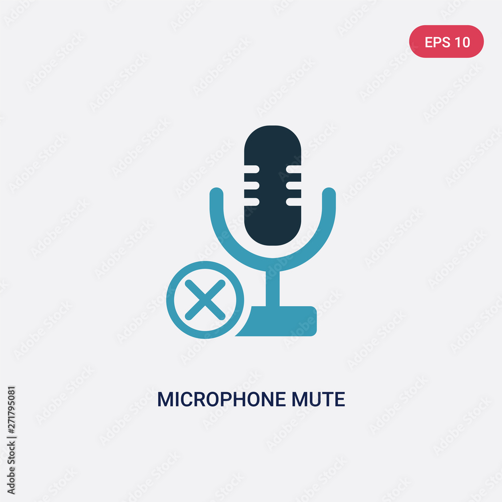 Poster two color microphone mute vector icon from technology concept. isolated blue microphone mute vector 