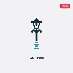 two color lamp post vector icon from technology concept. isolated blue lamp post vector sign symbol can be use for web, mobile and logo. eps 10