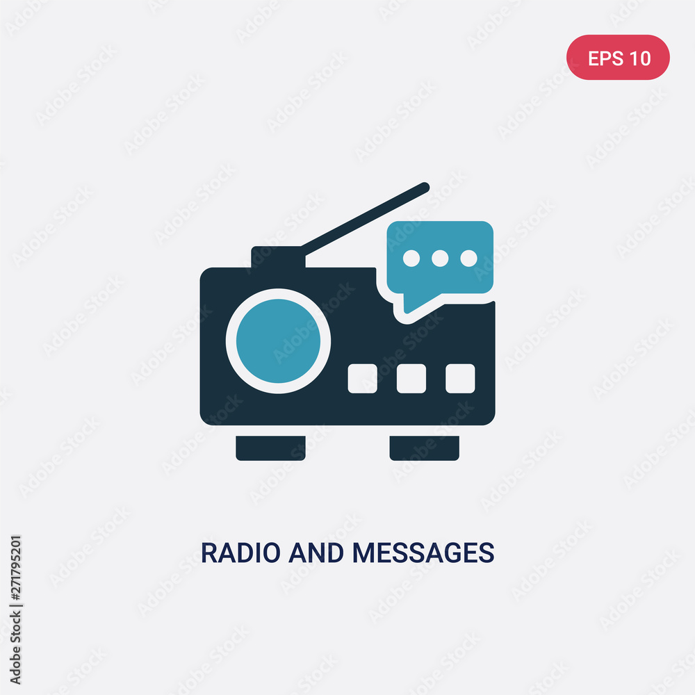 Poster two color radio and messages vector icon from technology concept. isolated blue radio and messages v