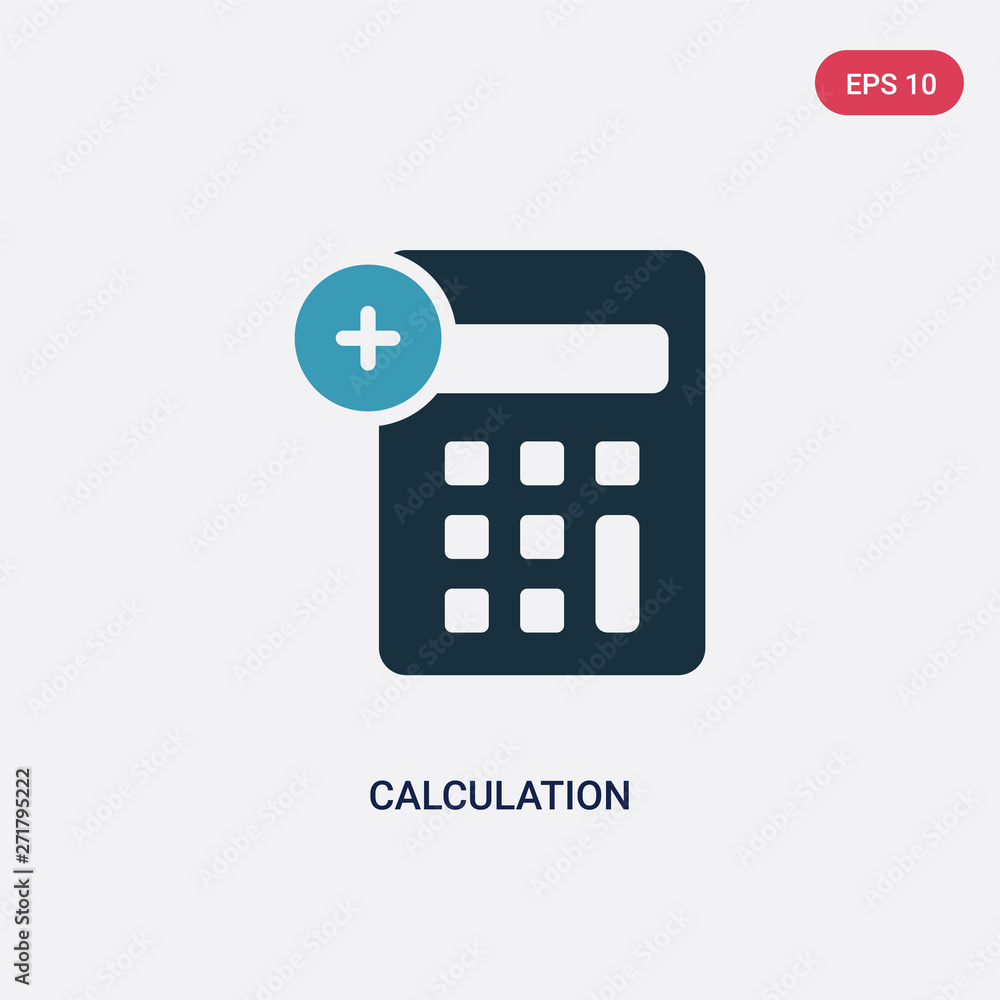 Poster two color calculation vector icon from technology concept. isolated blue calculation vector sign sym