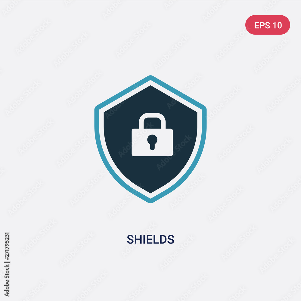 Poster two color shields vector icon from technology concept. isolated blue shields vector sign symbol can 